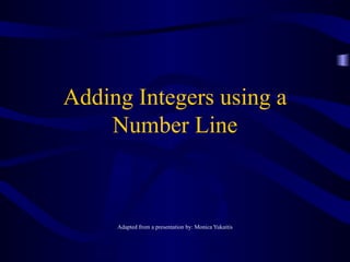 Adding Integers using a Number Line Adapted from a presentation by: Monica Yukaitis