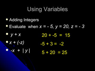 Adding integers | PPT