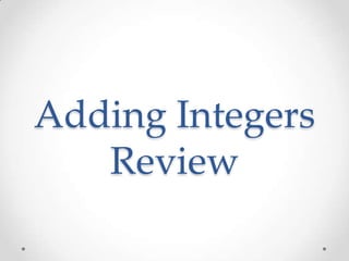 Adding Integers
Review
 