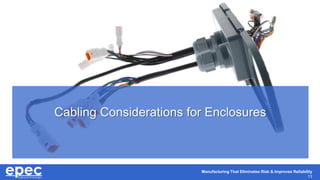 Manufacturing That Eliminates Risk & Improves Reliability
13
Cabling Considerations for Enclosures
 