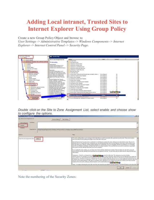 GPO Adding Local Trusted Sites to Explorer Using