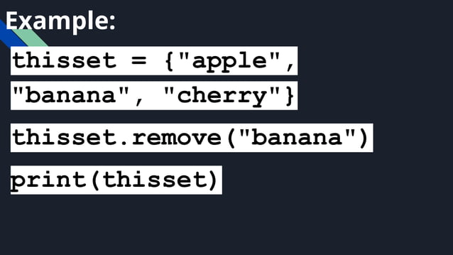 How to add new items in python sets .pptx