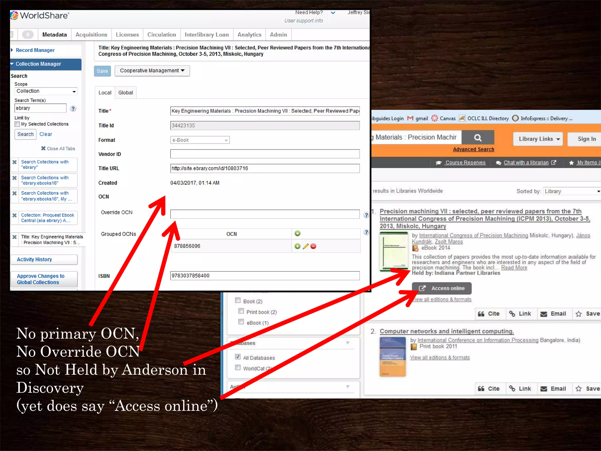 No primary OCN,
No Override OCN
so Not Held by Anderson in
Discovery
(yet does say “Access online”)
 
