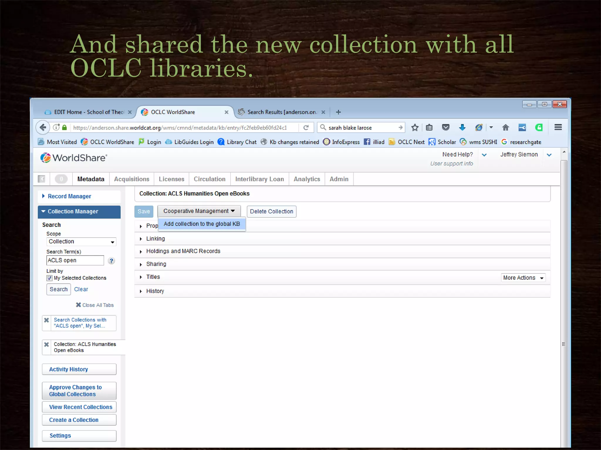 And shared the new collection with all
OCLC libraries.
 