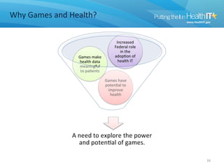 Why Games and Health?




                        16
 