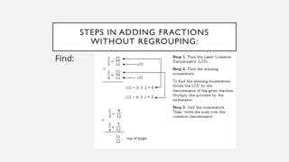 ADDING SIMPLE FRACTIONS WITH OR WITHOUT REGROUPING.pptx