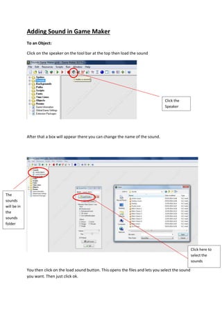 Adding sound in game maker | PDF