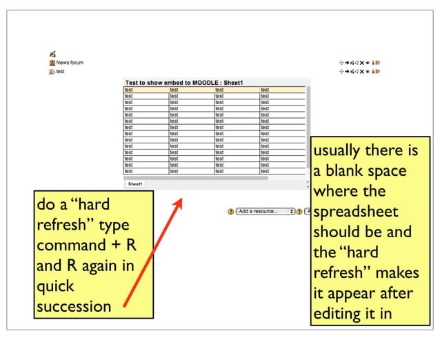 embed spreadsheet to MOODLE | PDF