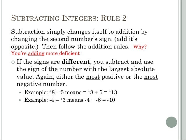 Printables Adding And Subtracting Integers Rules adding subtracting integers in everyday life rule