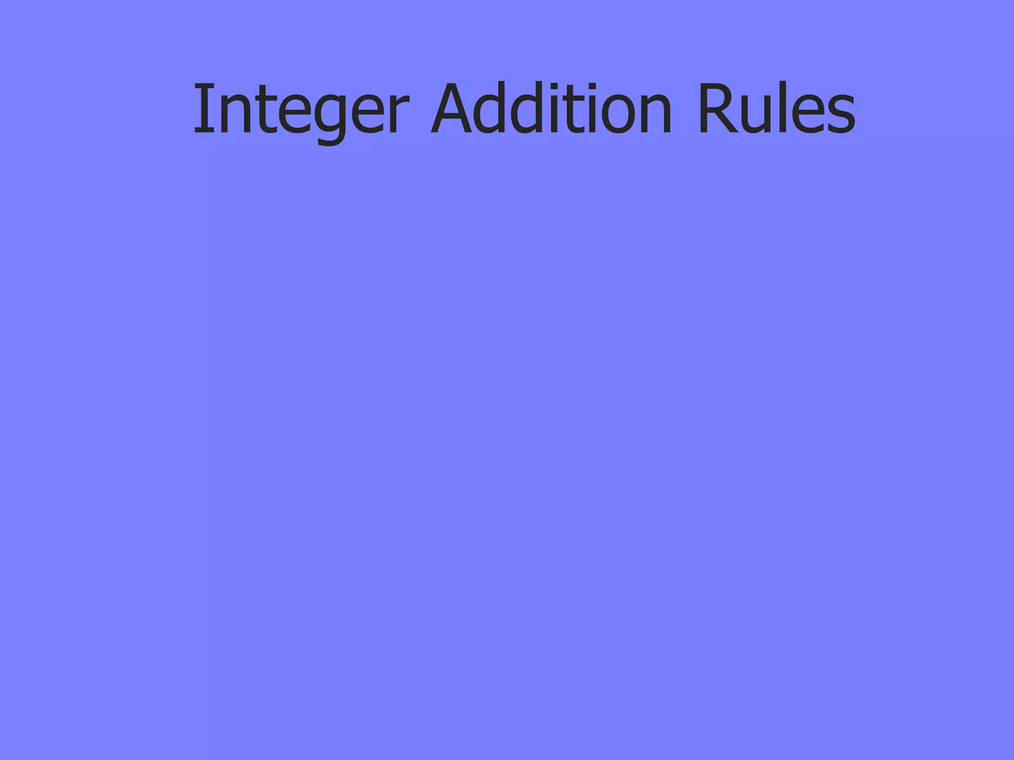 Integer Addition Rules
 
