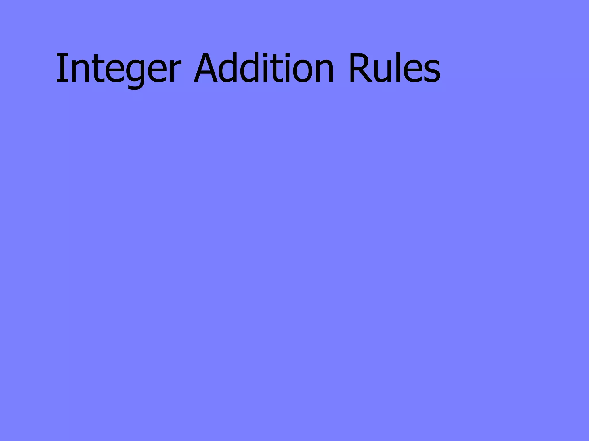 Integer Addition Rules
 