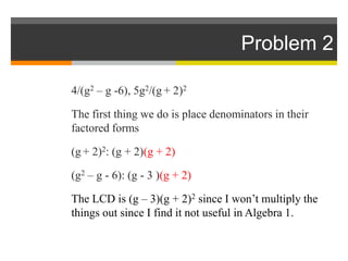 Adding & subtracting rational expressions | PPTX