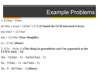 Adding & subtracting rational expressions | PPTX