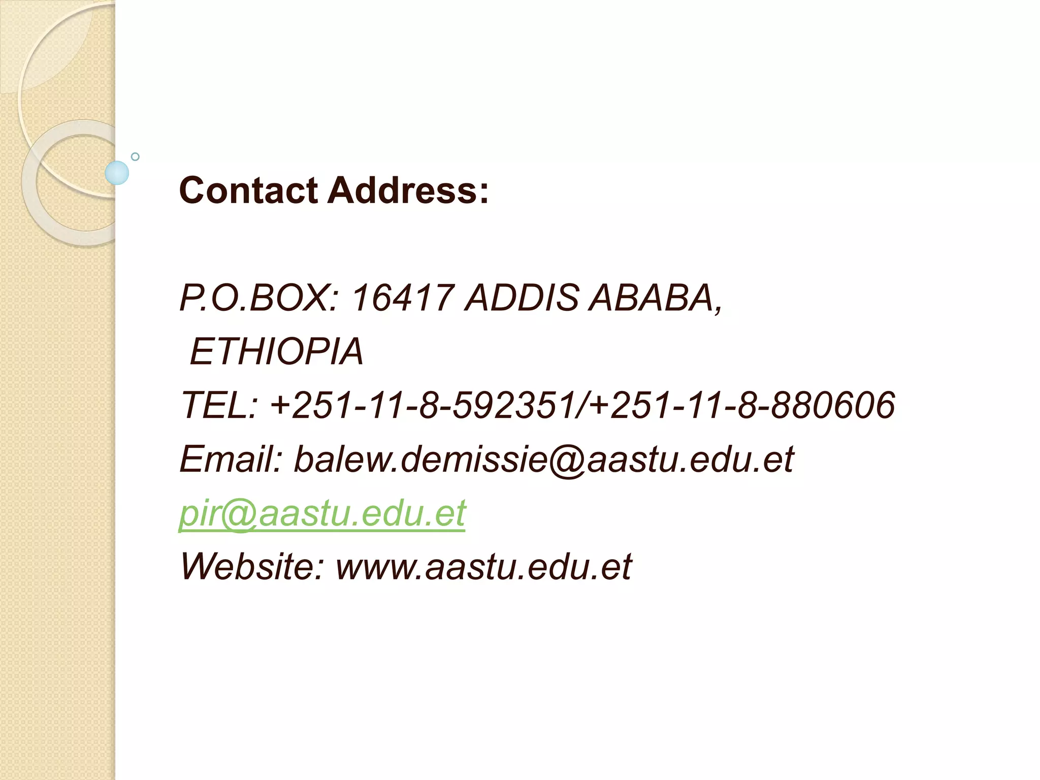 Addis ababa science and technology university pptx