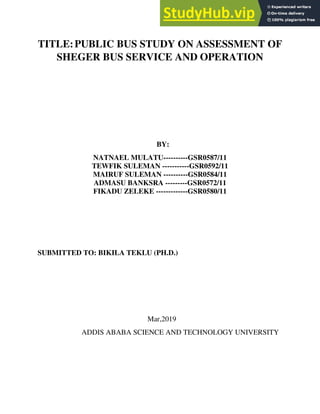 Sheger Bus Image ADDIS ABABA SCIENCE AND TECHNOLOGY UNIVERSITY COLLEGE OF ARCHITECTURE ...