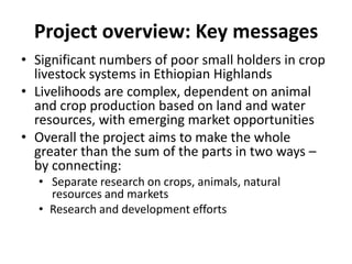 Sustainable intensification of crop-livestock systems to improve food security and farm income diversification in the Ethiopian highlands: Project Design Workshop—Project Outline and concepts