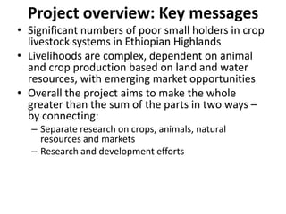 Sustainable intensification of crop-livestock systems to improve food security and farm income diversification in the Ethiopian highlands: Project Design Workshop—Project Outline and concepts