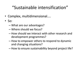 Sustainable intensification of crop-livestock systems to improve food security and farm income diversification in the Ethiopian highlands: Project Design Workshop—Project Outline and concepts