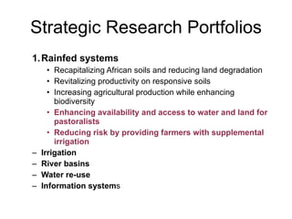 Research on sustainable intensification in the CGIAR research programs