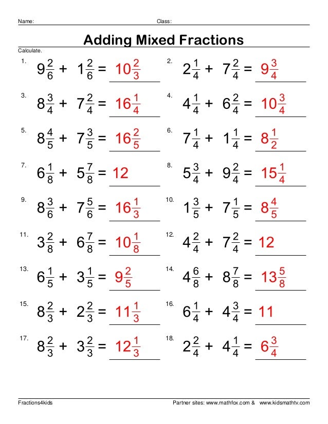 Addition Of-Mixed-Fractions