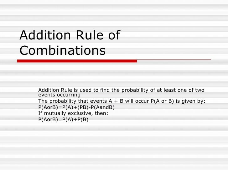 Addition Rule Of Combinations