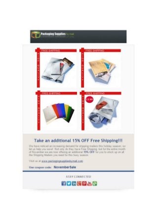 Additional 15% off with free shipping on all shipping mailers