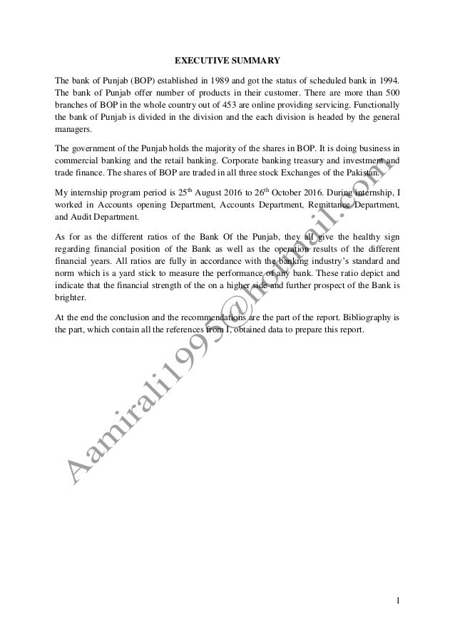 The Bank Of Punjab Latest Internship Report With Three Years Financia