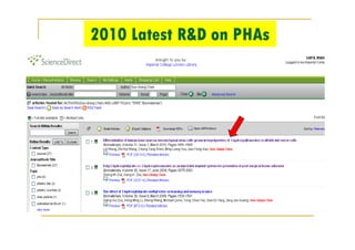 2010 Latest R&D on PHAs
 