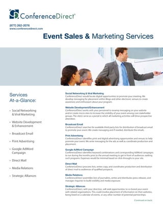 ConferenceDirect Additional Services Brochures | PDF