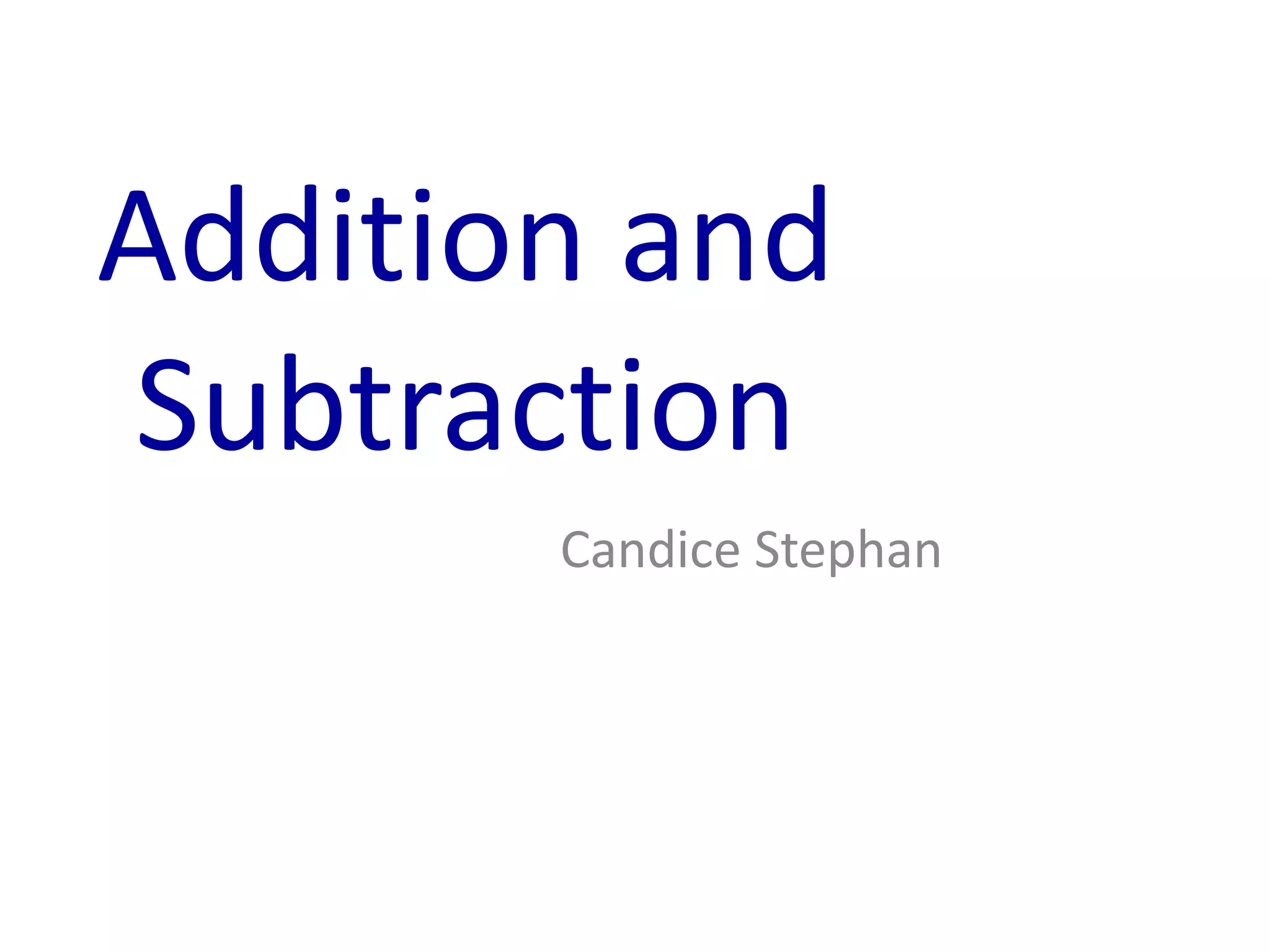 Addition and Subtraction | PPTX