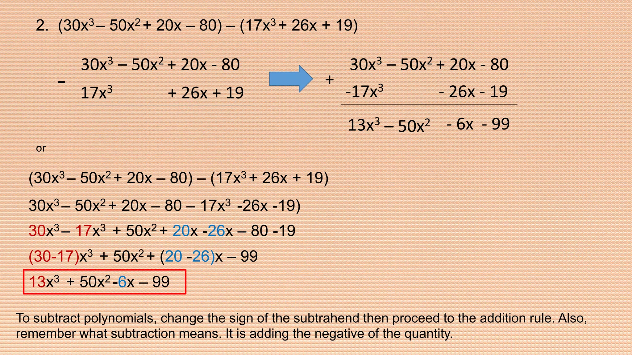 Addition and subtraction of polynomials | PPT