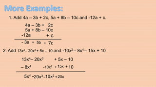 Addition and subtraction of polynomials | PPTX