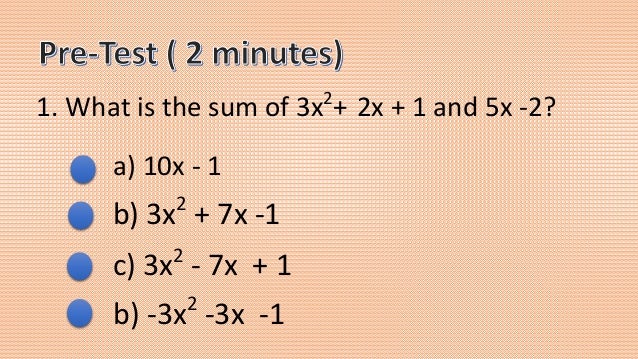 Addition and subtraction of polynomials