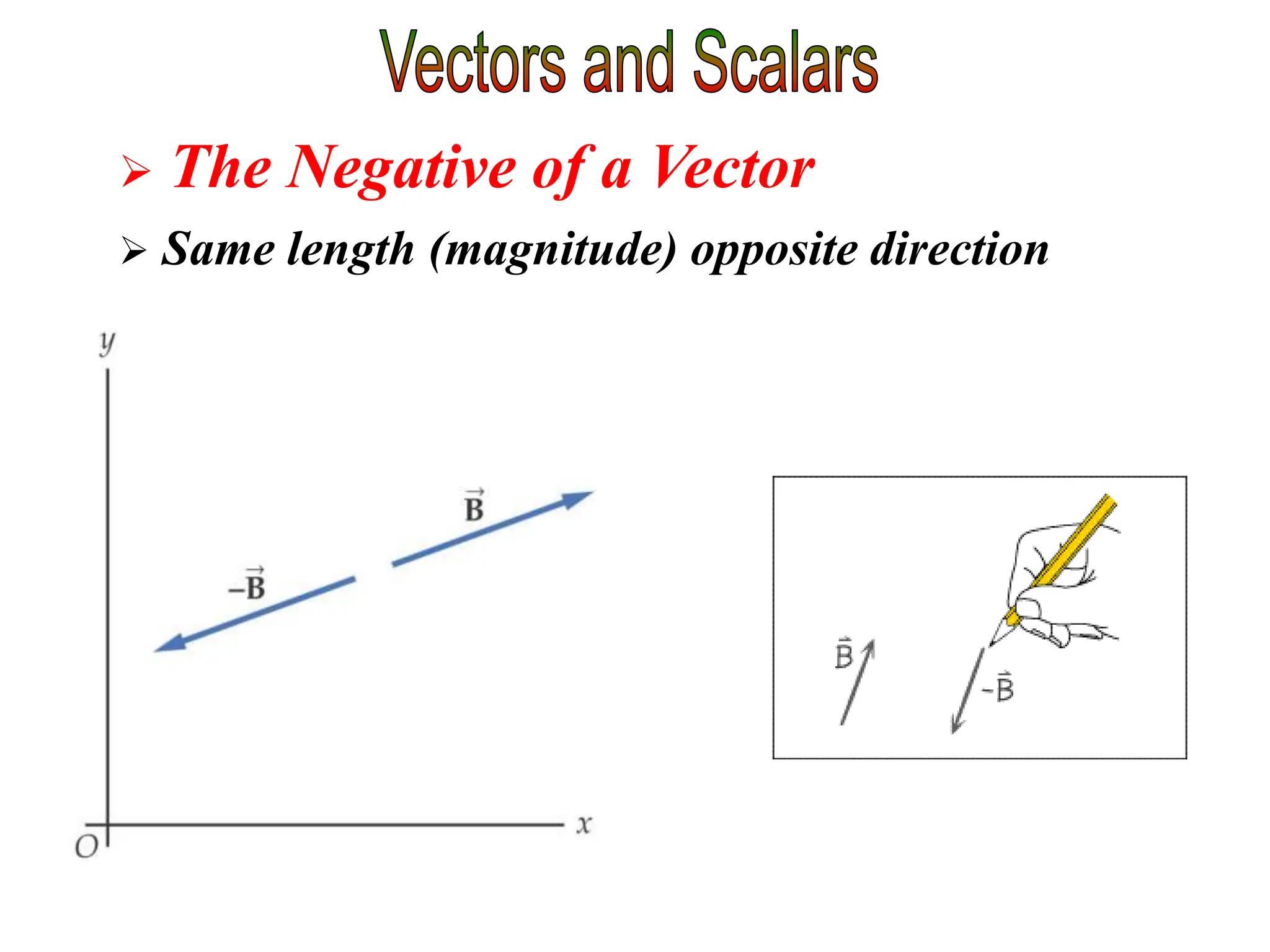  The Negative of a Vector
 Same length (magnitude) opposite direction
 