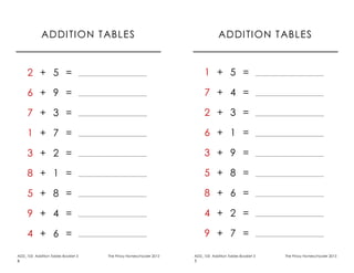 Addition Booklet Pdf