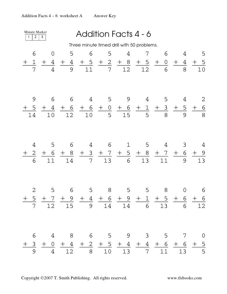 Fast math worksheets addition