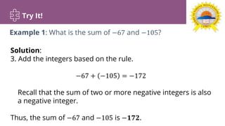 Addition of integers Grade 6 | PPTX