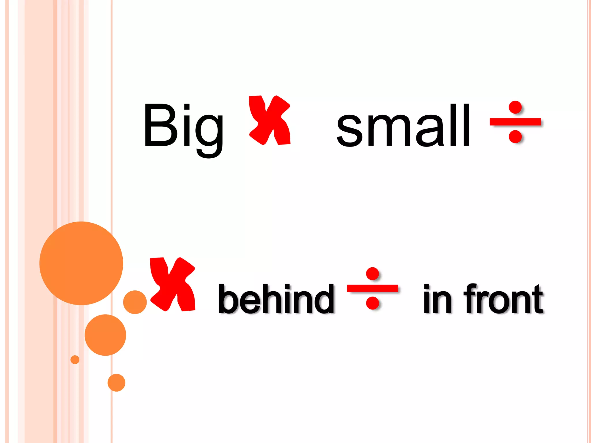 Big x small ď¸
x behind ď¸ in front