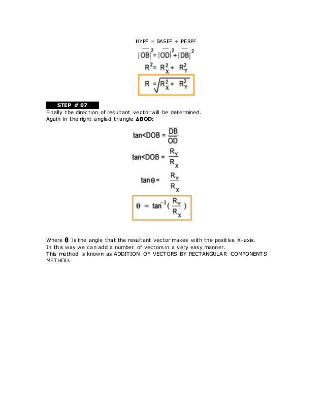 Addition of vectors by rectangular components method | DOCX