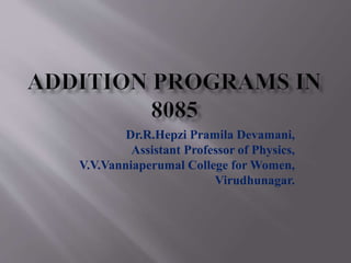 Dr.R.Hepzi Pramila Devamani,
Assistant Professor of Physics,
V.V.Vanniaperumal College for Women,
Virudhunagar.
 