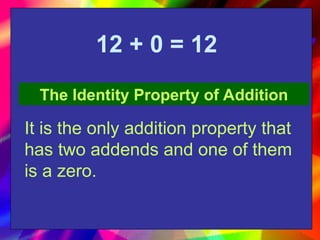 Explaining Addition Property addition_properties_powerpoint.ppt differentiate properties of addition ...