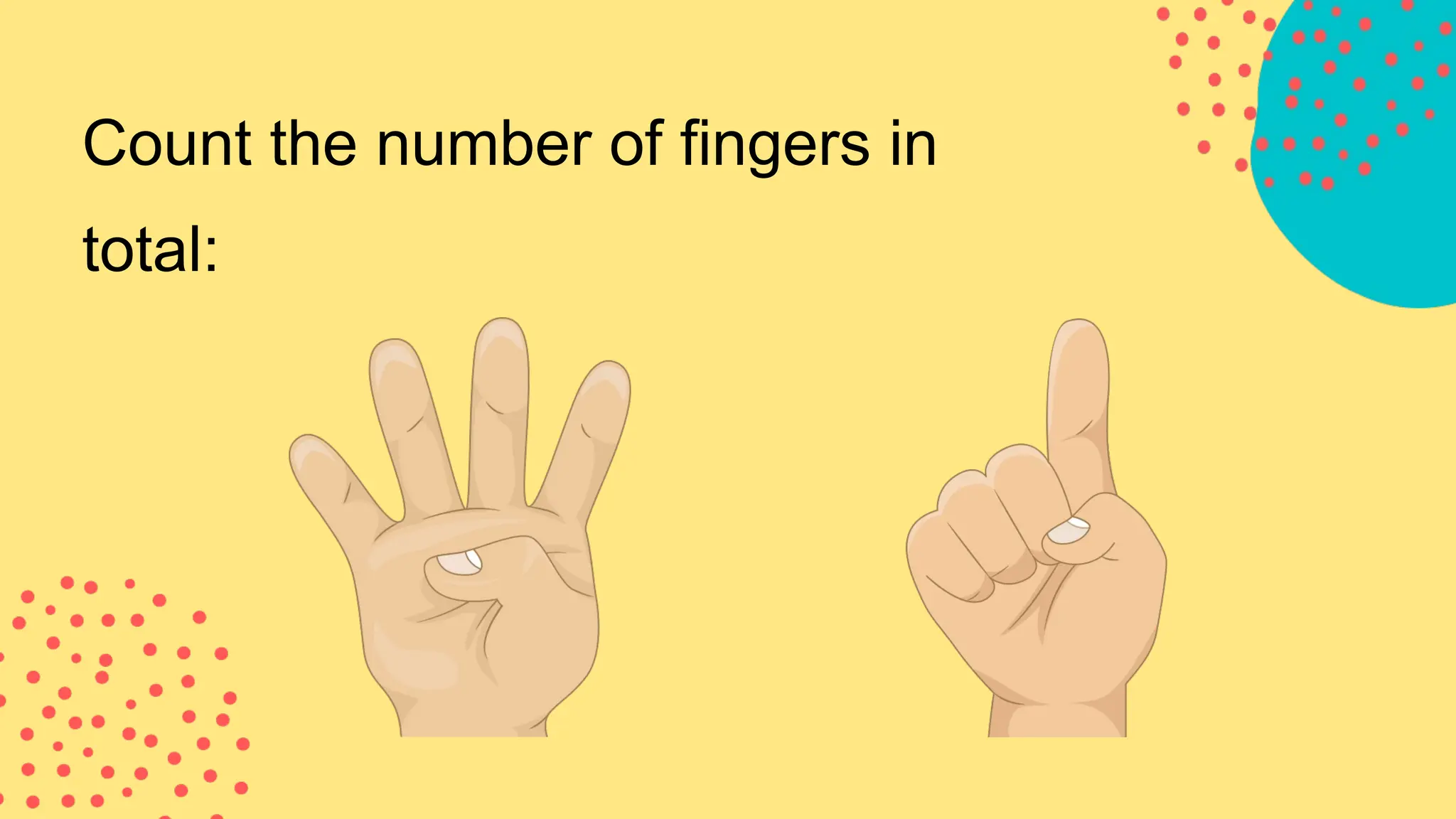 Count the number of fingers in
total:
 