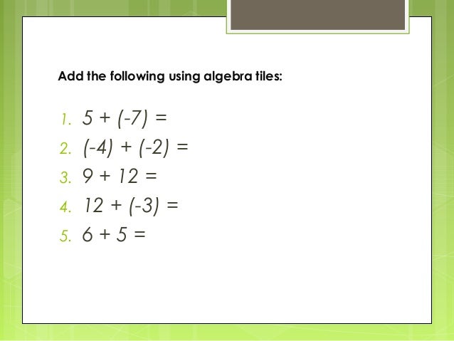 lesson plan on Addition &amp; subtraction of integers