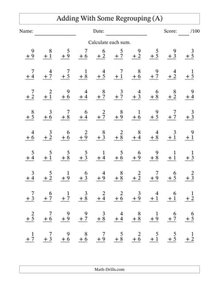 100 Question Addition Test