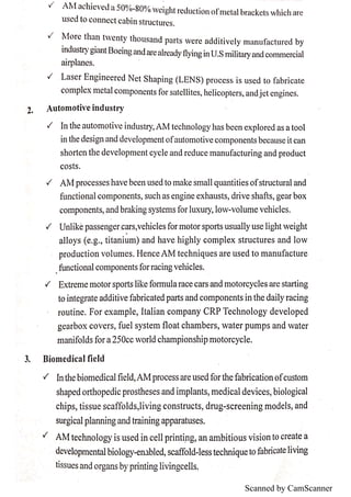 Additive manufacturing unit 2 notes | PDF