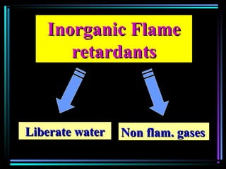 Inorganic FlameInorganic Flame
retardantsretardants
Liberate waterLiberate water Non flam. gasesNon flam. gases
 