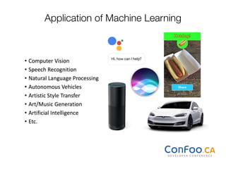 Application of Machine Learning
 