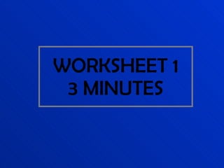 WORKSHEET 1 3 MINUTES 