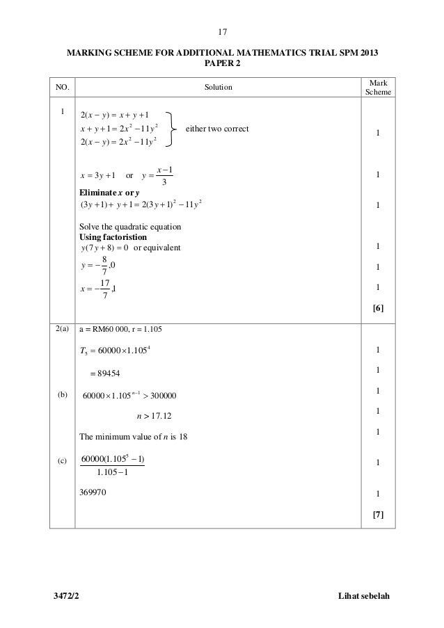 Soalan Quadratic Equation Spm - Malacca 0