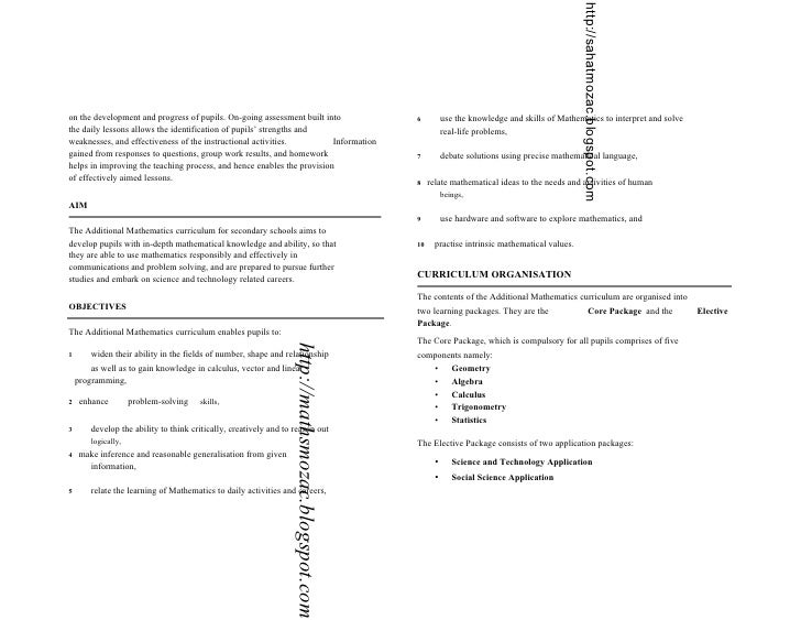 Add Maths Syllabus
